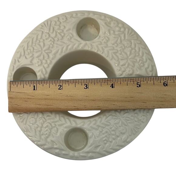 Hallmark Advent Candle Holder White Ceramic Floral Peace In Our World Round HTF - Picture 7 of 9